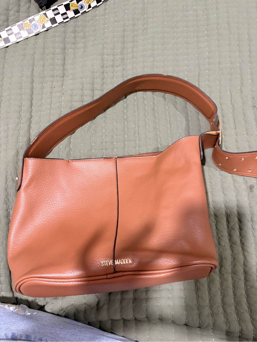 Steve Madden Saddle Brown Pebbled Shoulder Bag